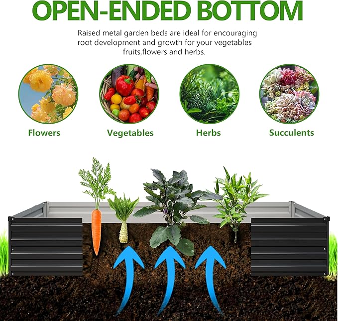 2PCS 10x3x1ft Galvanized Raised Garden Bed Kit, Galvanized Planter Raised - Image 2