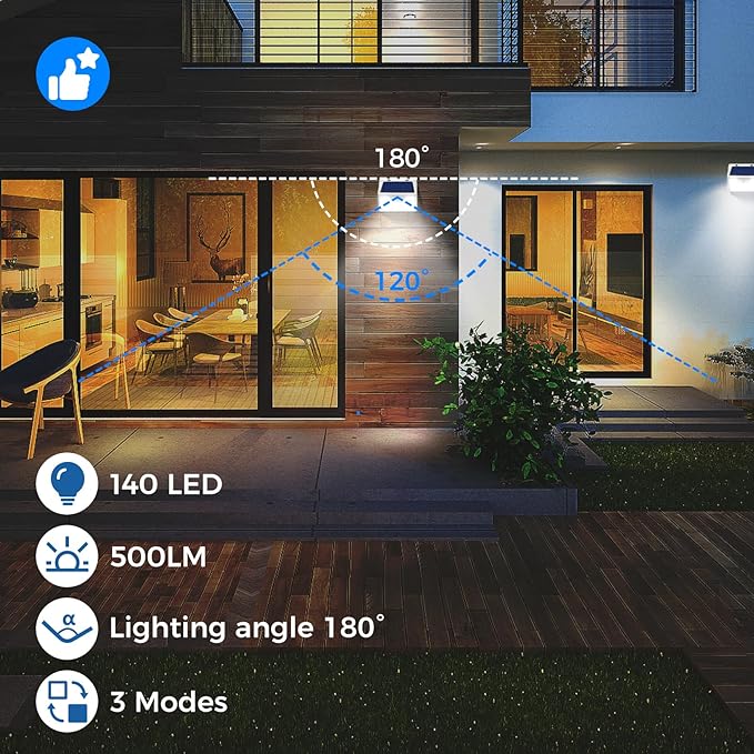 Peasur Solar Lights Outdoor Waterproof, Solar Powered Fence Wall Light - Image 4