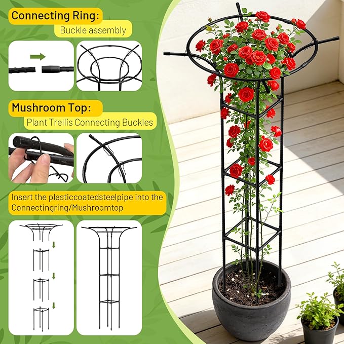 Garden Trellis for Climbing Plants Outdoor, 65 Inch Mushroom Top Trellis for - Image 6