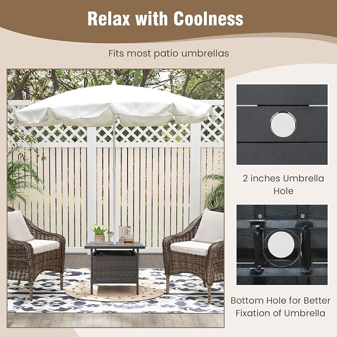 Tangkula Outdoor Wicker Table, Rattan Coffee Table - Image 7