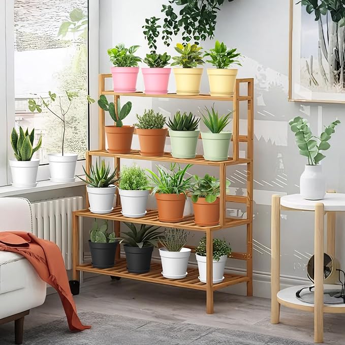 20 Pack 6 Inch Plant Pots with Drainage and Saucers, Stackable Nursery Planters - Image 2