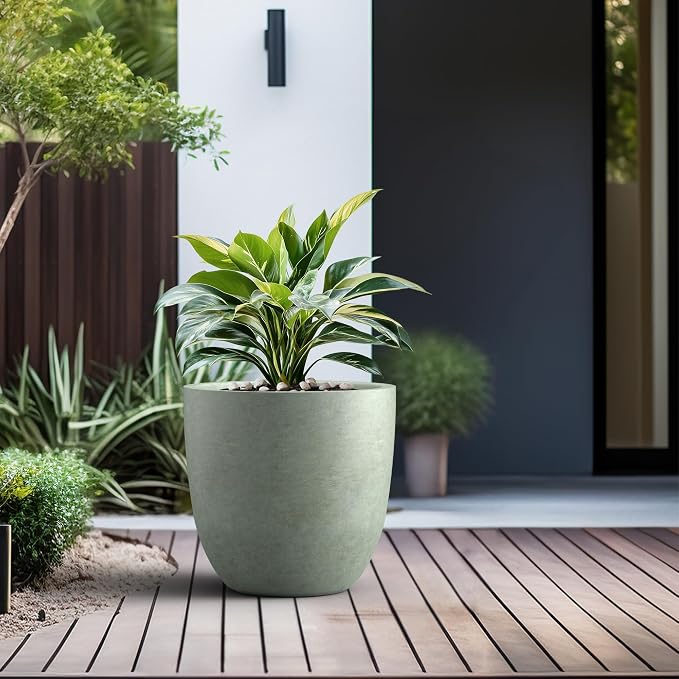 Kante 18 Inch Dia Round Concrete Planter, Indoor Outdoor Large Plant Pot - Image 4