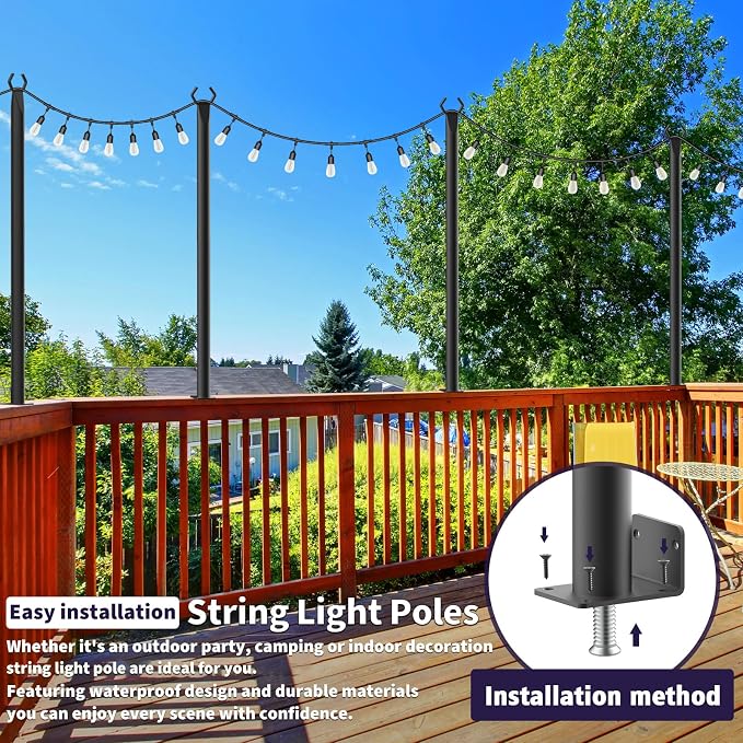 AILBTON 2 Pack 5Ft String Light Poles, Light Poles - Image 2