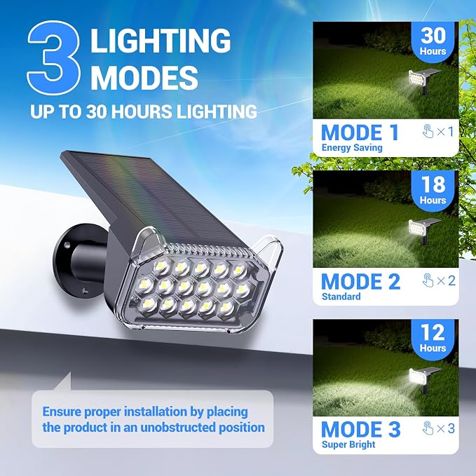WdtPro Solar Spot Lights Outdoor Waterproof, 6 Pack, Bright Solar Landscape - Image 4