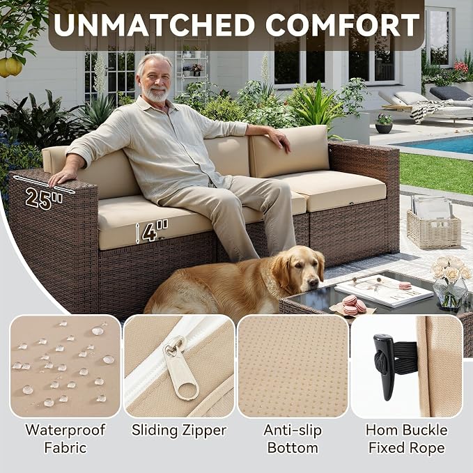 Aoxun Patio Furniture Sets, 10-Piece Outdoor Patio Furniture - Image 4