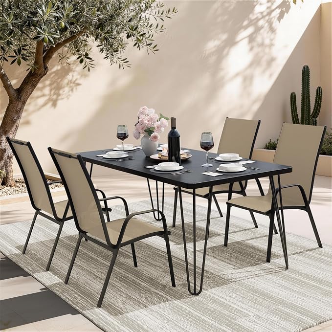 JEAREY Patio Dining Chairs Set of 4, Outdoor Stackable Dining Furniture Set - Image 2