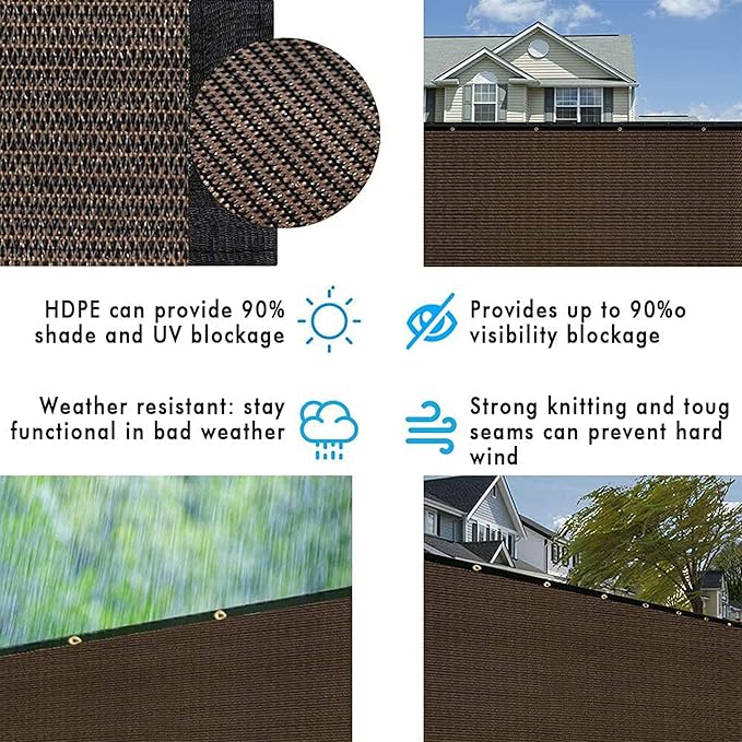 UPGRADE Privacy Fence Screen 4'x66' Brown Outdoor 90% Visibility Blockage 170 - Image 5