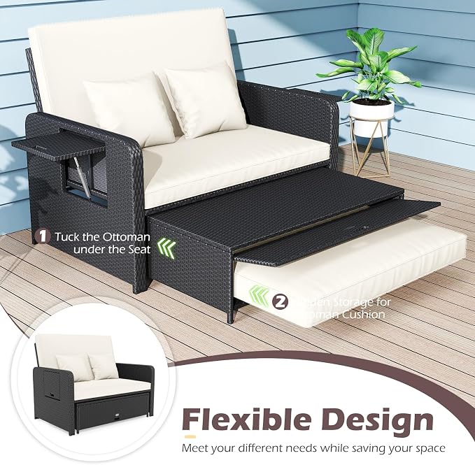 COSTWAY Patio Rattan Daybed - Image 7
