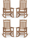 Oversized Outdoor Rocking Chairs Set of 4, High Back Porch Rocker Chair by Suunyn