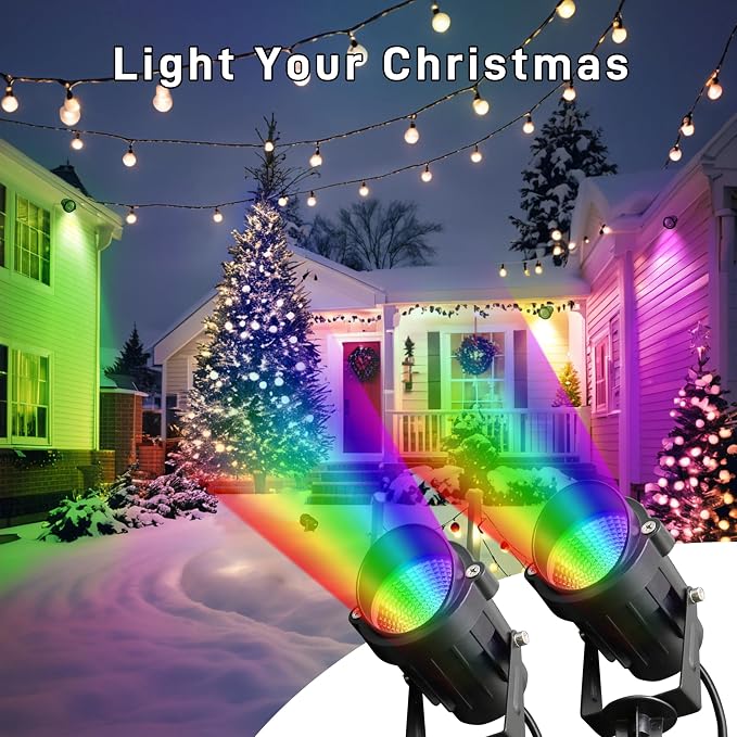 Halloween Christmas Outdoor Spotlights, 12W RGBW Colors Changing Landscape - Image 9