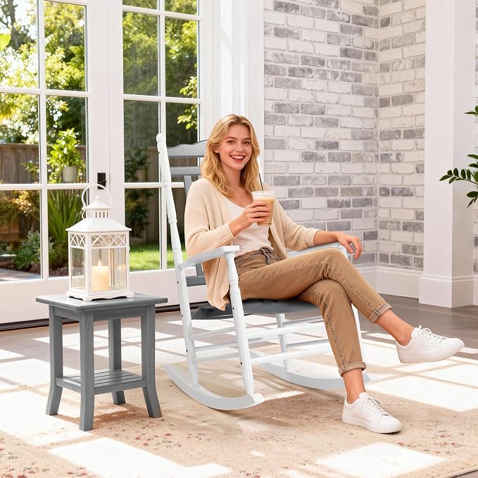 VINGLI Wooden Rocking Chair, Outdoor Chair - Image 7