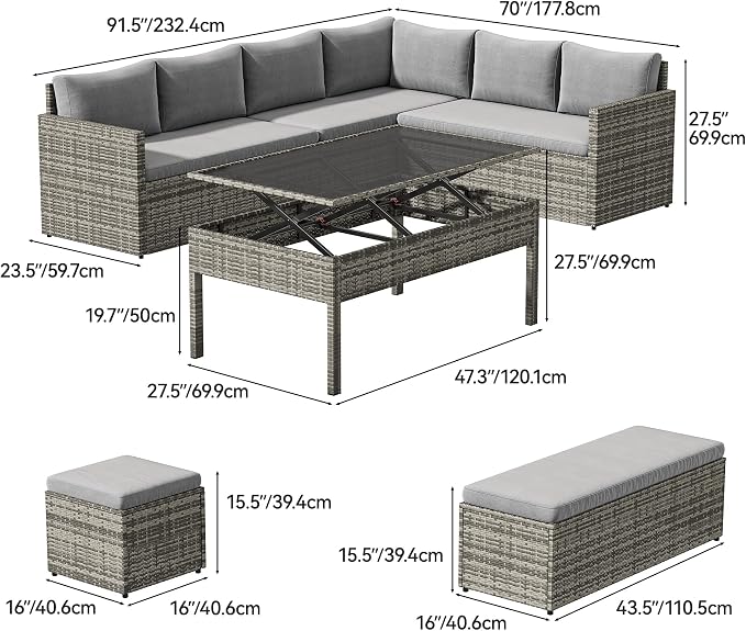 YITAHOME 9-Piece Patio Furniture Set, All-Weather Wicker Outdoor Sectional Sofa - Image 4