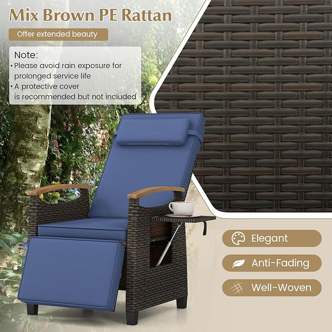 RELAX4LIFE Rattan Outdoor Recliner Chair - Image 5