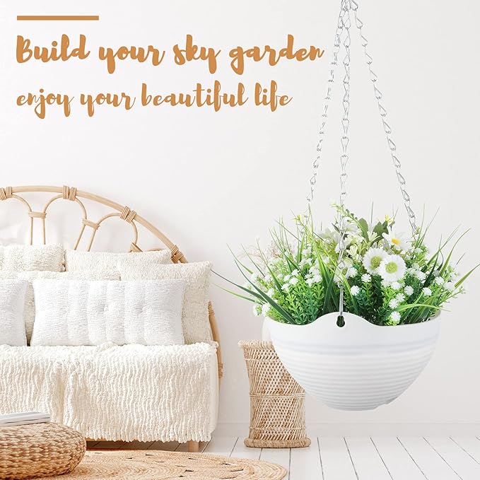 Zopeal 16 Pack Self Watering Hanging Planters 8 Inch Garden Flower Plant Pot - Image 5