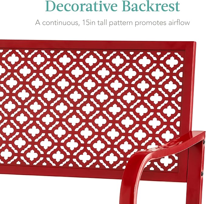 Best Choice Products Outdoor Bench 2-Person Metal Steel Benches Furniture - Image 6