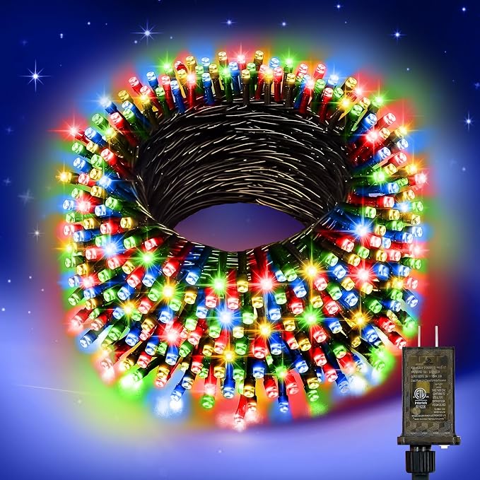 Nisocy 200 LED 4 Color Christmas String Lights, 8 Modes Plug in Christmas Tree by NISOCYLighting