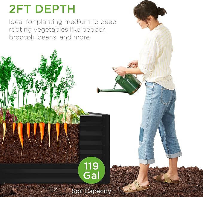 Best Choice Products 4x2x2ft Outdoor Metal Raised Garden Bed, Deep Root Box - Image 4