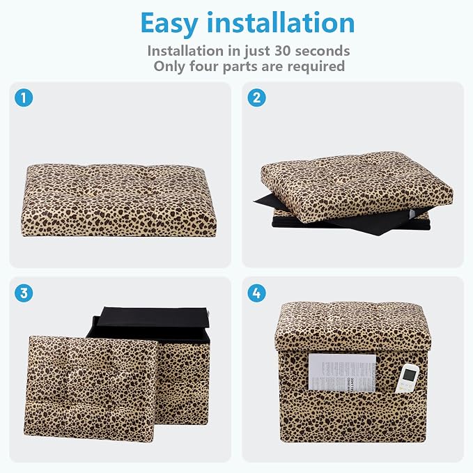 AmasSmile Storage Ottoman Folding Foot Rest Stool - Image 6
