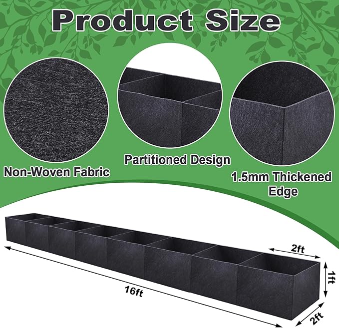 POILKMNI 16x2x1ft Fabric Raised Garden Bed - Image 3
