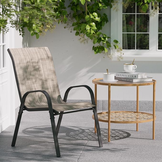 Patio Dining Chairs Set of 2, Outdoor Stackable Dining Chairs High Back - Image 6