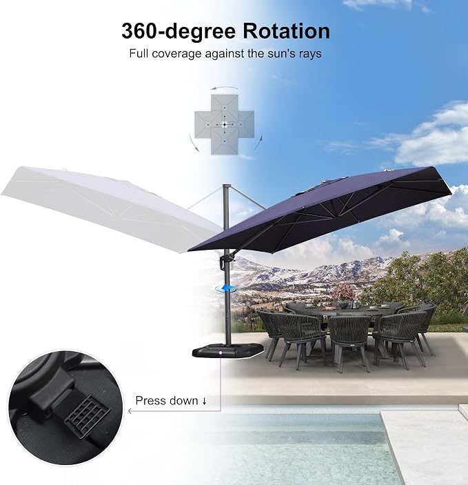 PURPLE LEAF 11.5' X 11.5' Telescopic Patio Umbrella - Image 6