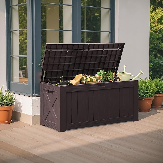 Flamaker Resin Deck Box 120 Gallon Waterproof Large Outdoor Indoor Storage Box - Image 5