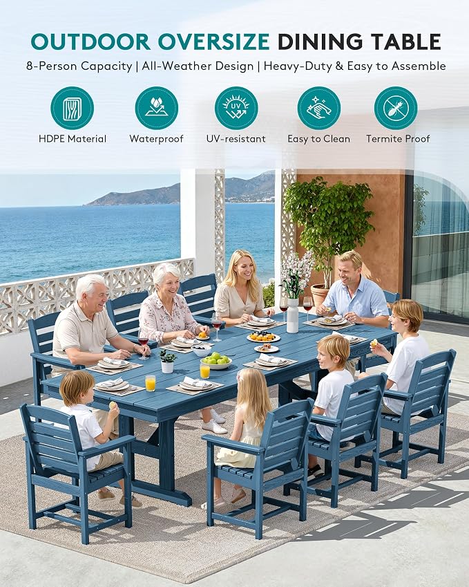 SERWALL Outdoor Dining Chairs Set of 4, All-Weather HDPE Patio Chair - Image 6