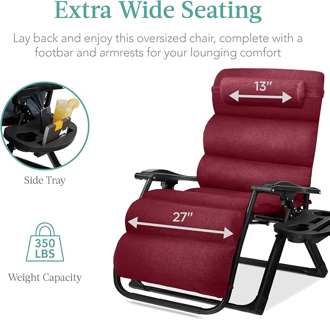 Best Choice Products Oversized Zero Gravity Chair, Folding Outdoor Patio - Image 5