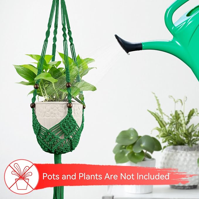 USLAI Macrame Plant Hanger Indoor Outdoor, Fits 3 to 6.5 inch Pots, Hanging - Image 7