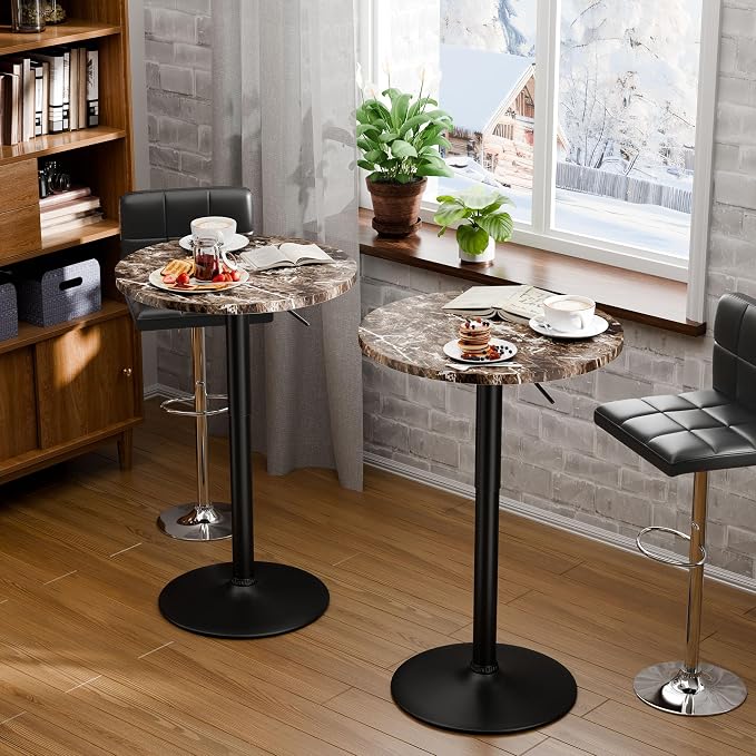 Flamaker Round Bistro Pub Table 23.6 Inch Height Adjustable 360° Swivel Bar - Image 7