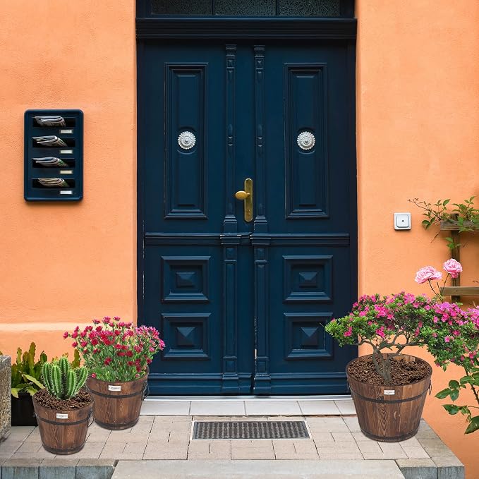 VINGLI 3 PCS Large Wooden Planter Barrel Set, 11.5"- 18" Real Wood - Image 9