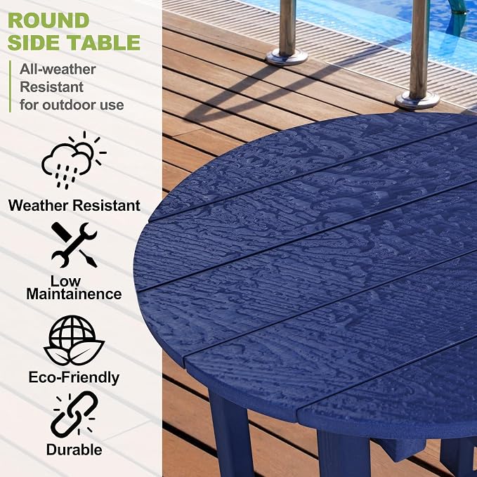 Y&M Outdoor Side Table, Waterproof Four-Legged Round Entryway End Table - Image 3