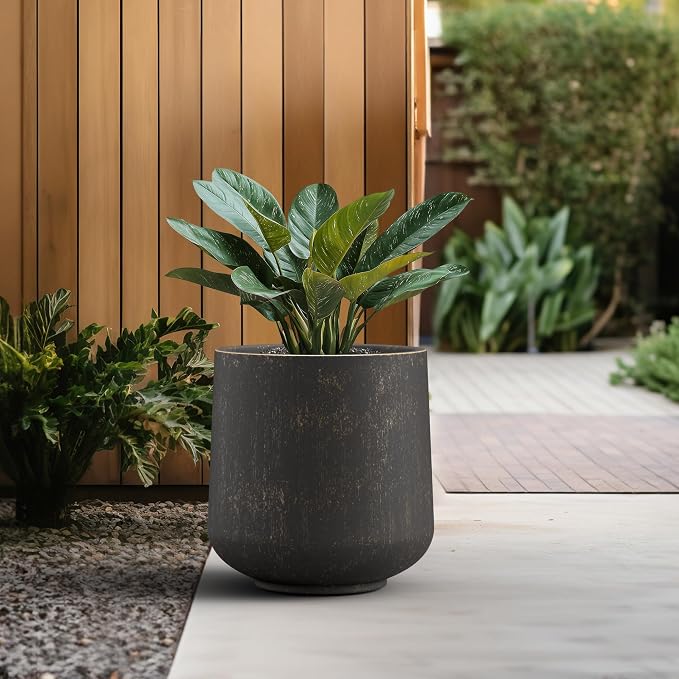 Kante 15.3" Dia Round Concrete Planter, Outdoor Indoor Large Plant Pots - Image 5
