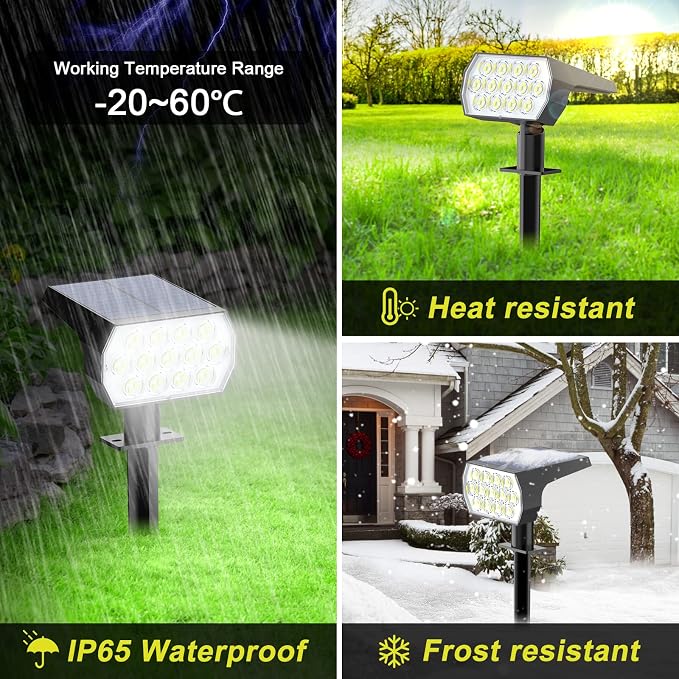 Solar Spot Lights Outdoor Waterproof IP65, 2-in-1 Solar Landscaping Spotlights - Image 7