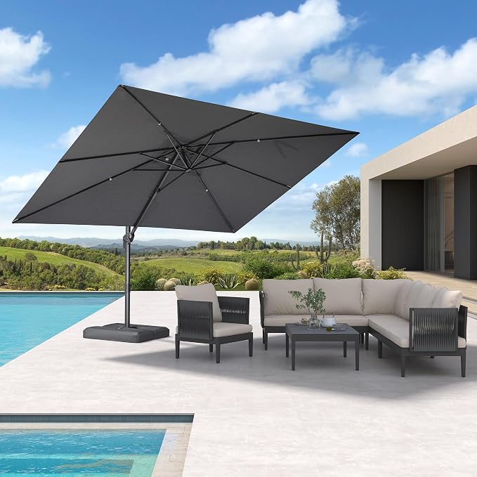 PURPLE LEAF Patio Umbrella 9' X 11.5' Rectangle Cantilever Umbrella Large by Unknown