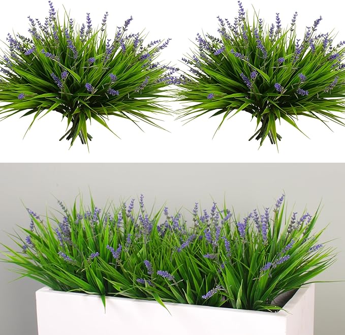 alyptus Artificial Flowers for Outdoors 24 Bundles Fake Monkey Grass Plants by ALYPTUS