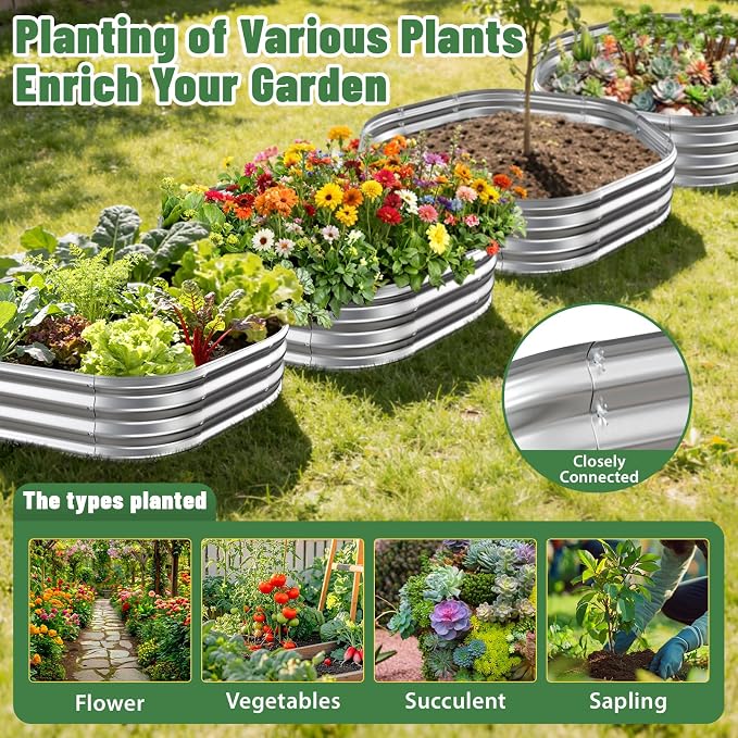 Hexagon Raised Garden Bed, 48 Inch Diagonal & 12 Inch Tall, Galvanized Steel - Image 5