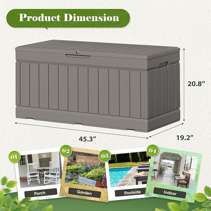 Flamaker Outdoor Storage Box 80 Gallon Resin Waterproof Deck Box Delivery Box - Image 3