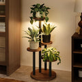 Bamworld Plant Stand with Grow Lights Indoor Plant Stand Tall Metal Wood Plant by Bamworld