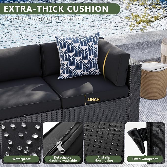 Aoxun 7 Piece Patio Furniture Set, Wicker Rattan Patio Sectional Sofa, Outdoor - Image 5
