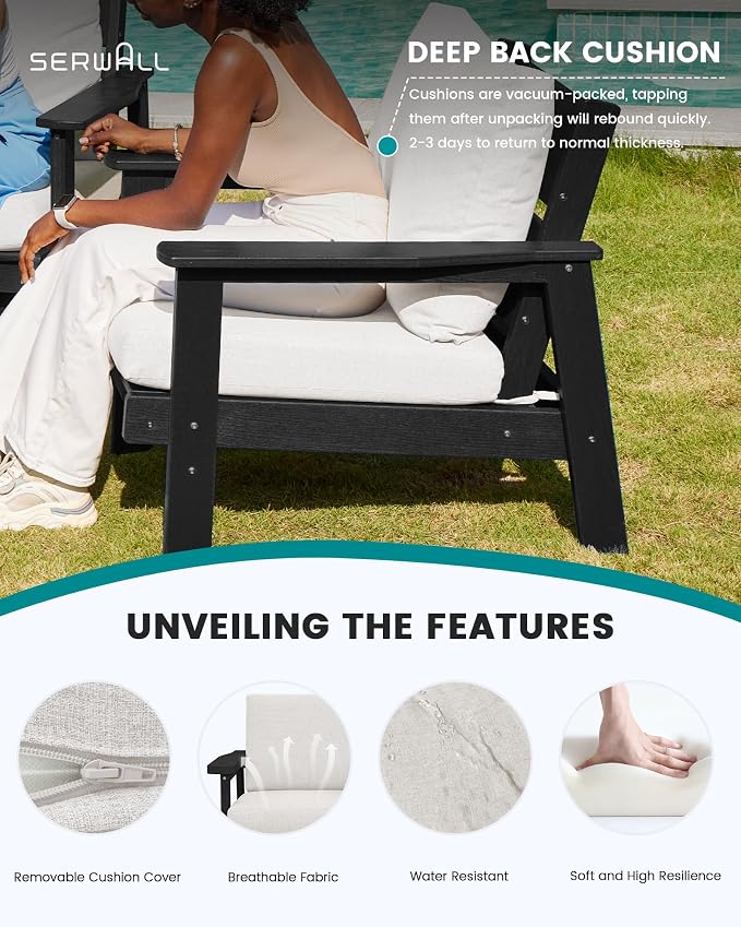 SERWALL HDPE Outdoor Furniture Set, 4 Piece Outdoor Sofa Set - Image 3