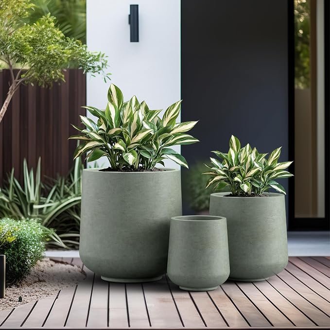Kante 15.3"+11.6"+8.2" Dia Round Concrete Planter, Large Outdoor Indoor Planter - Image 4