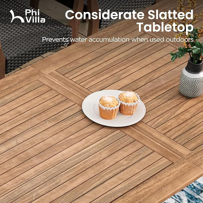 PHI VILLA 9 Pieces Acacia Wood Outdoor Dining Set - Image 8