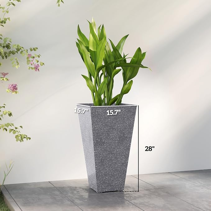 Outsunny 28 Inch Tall Planters for Outdoor Plants, Stackable Tapered Large - Image 3