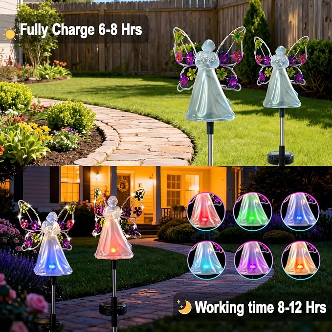 Angel Solar Lights for Cemetery Memorial Gift Grave Decorations Solar Angel - Image 2