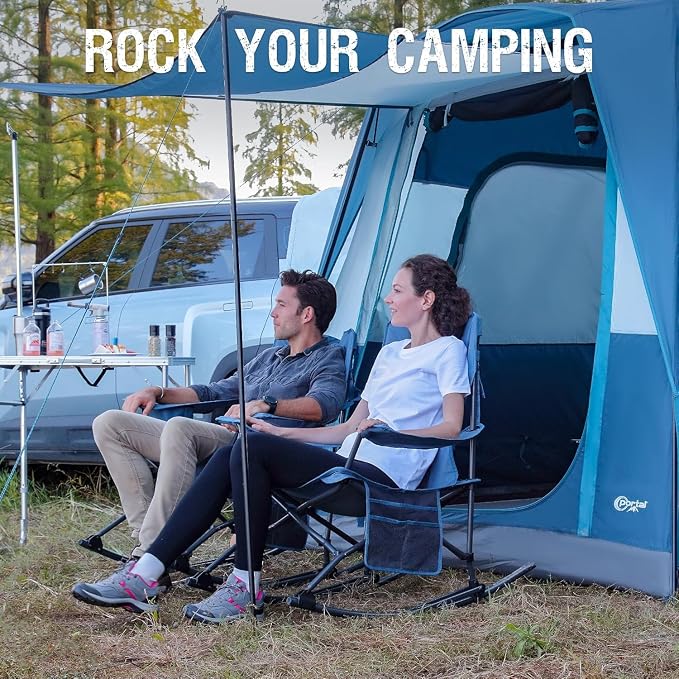 Portal Folding Camping Rocking Chair Portable Outdoor Rocker High Back Cup - Image 7