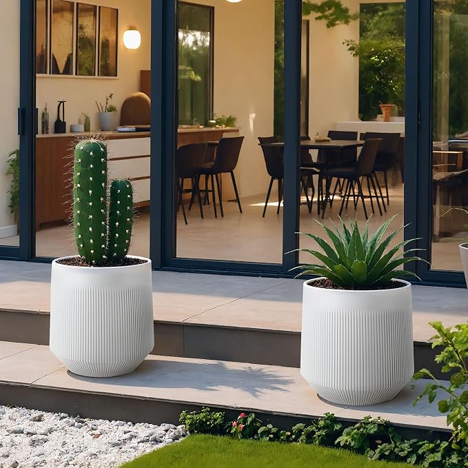 Plant Pots，Set of 2 Plastic Large Pots - Image 2