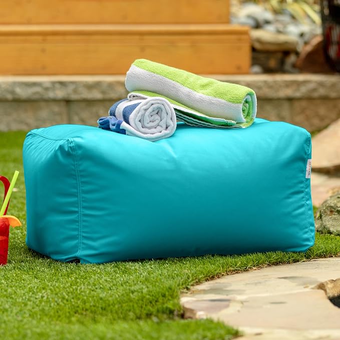 Jaxx Leon Outdoor Bean Bag Ottoman, Cancun Blue - Image 4