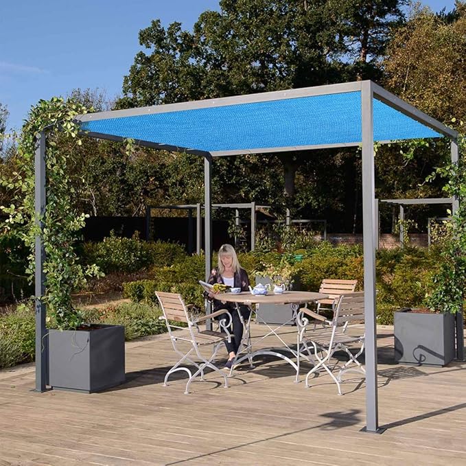 Eden's Decor Straight Flat-Edged Sun Shade Sail Rectangular 13' x 18' Blue - Image 7
