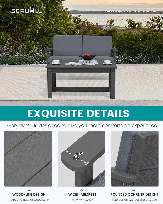 SERWALL HDPE Outdoor Patio Loveseat - Image 4
